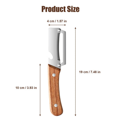 2 in 1 Multifunktions-Gemüseschäler für die Küche mit ultrascharfer Edelstahlklinge und ergonomischem Holzgriff – müheloses Schälen von Kartoffeln, Äpfeln, Karotten und Öffnen von Weinflaschen