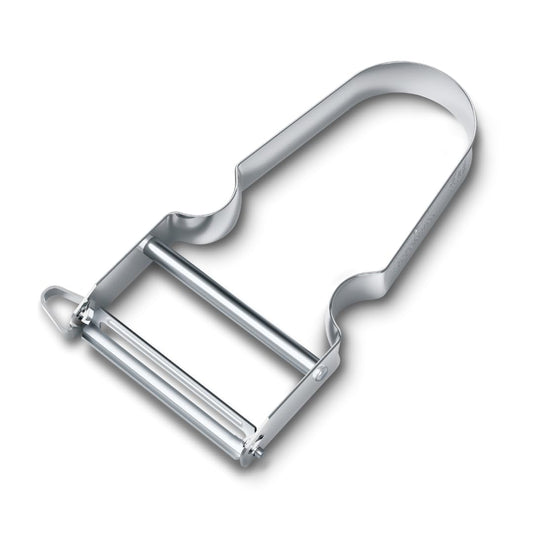 Victorinox Sparschäler STAR, Kartoffelschäler, Zweischneidig mit Pendelklinge, Extra Scharf, Metallgriff, Swiss Made