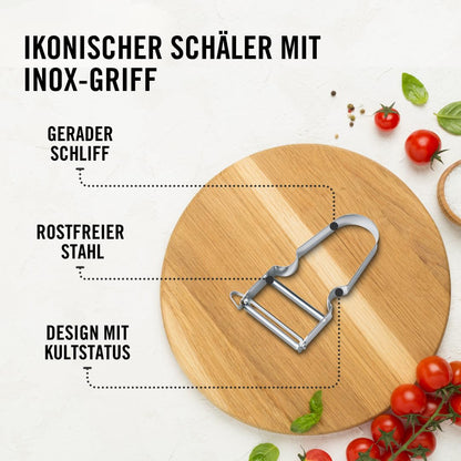 Victorinox Sparschäler STAR, Kartoffelschäler, Zweischneidig mit Pendelklinge, Extra Scharf, Metallgriff, Swiss Made