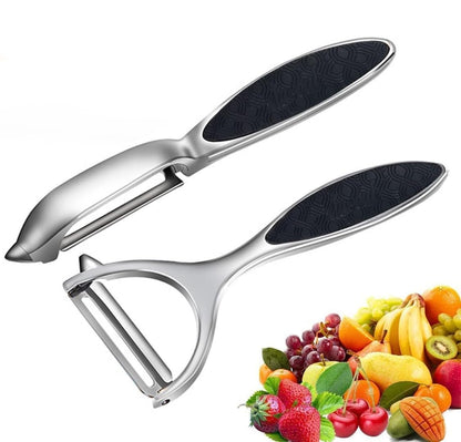 Leaflai Schäler - 2Pcs Sparschäler Set Premium Edelstahl Y & I-förmiges Drehbares Gemüsemesser mit Scharfer Klinge und Rutschfestem Griff Kartoffelschäler Gemüse für Tomaten, Karotten, Obst (Sliver)