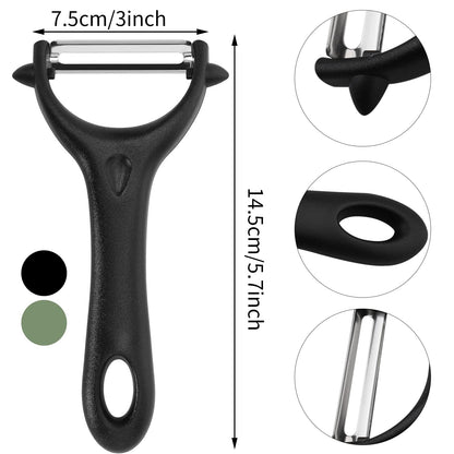Yoosso 2 Stück Sparschäler, 14,5×7,5cm Schäler Gemüse Universalschäler Edelstahl Kartoffelschäler Spargelschäler für Gemüse Obst(Schwarz&Grün)