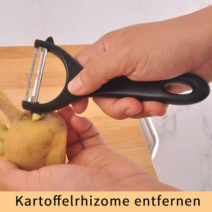 Yoosso 2 Stück Sparschäler, 14,5×7,5cm Schäler Gemüse Universalschäler Edelstahl Kartoffelschäler Spargelschäler für Gemüse Obst(Schwarz&Grün)