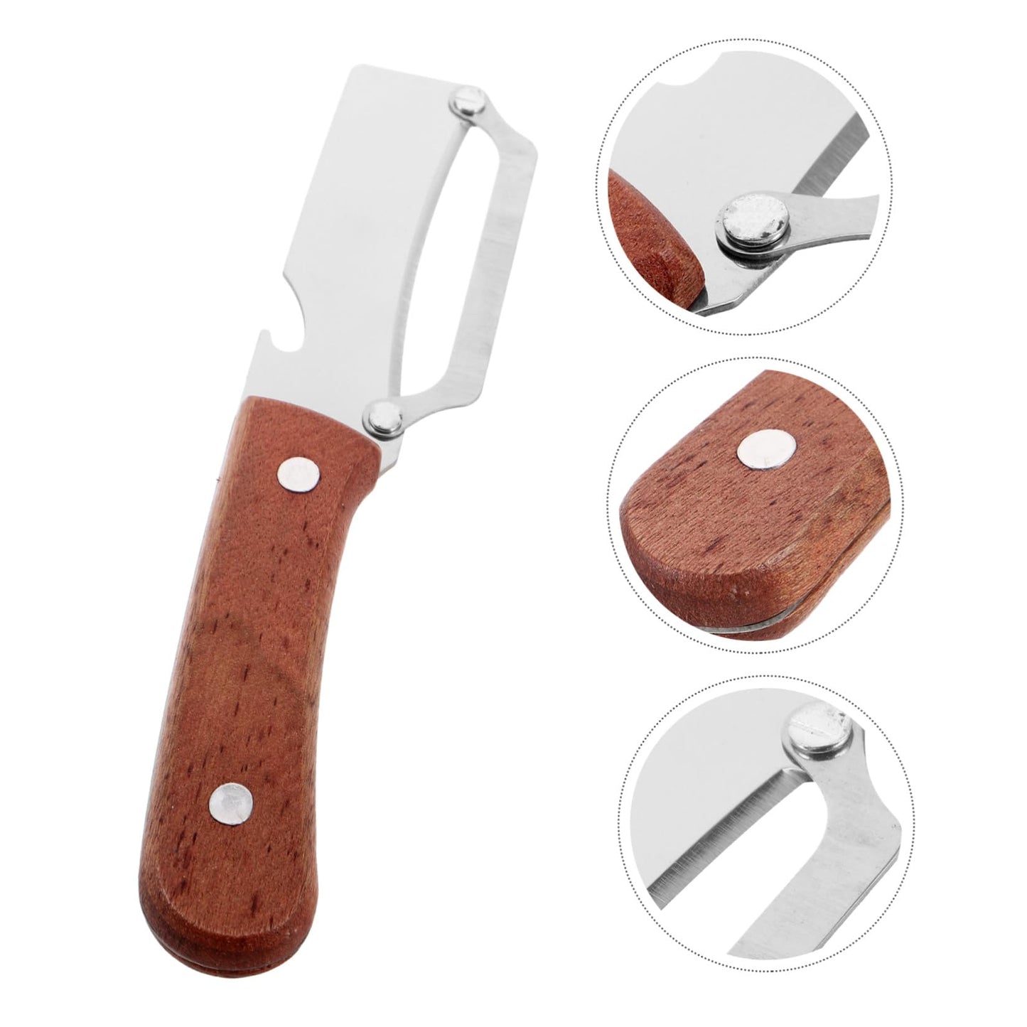 EPIGEIST 2 Stück 2 Stück-Pack Multifunktionaler Küchen Schäler mit Holzgriff Gemüseschäler und Flaschenöffner für Obst Gemüse und Picknick Langlebiges Schälwerkzeug