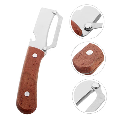 EPIGEIST 2 Stück 2 Stück-Pack Multifunktionaler Küchen Schäler mit Holzgriff Gemüseschäler und Flaschenöffner für Obst Gemüse und Picknick Langlebiges Schälwerkzeug