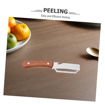 EPIGEIST 2 Stück 2 Stück-Pack Multifunktionaler Küchen Schäler mit Holzgriff Gemüseschäler und Flaschenöffner für Obst Gemüse und Picknick Langlebiges Schälwerkzeug