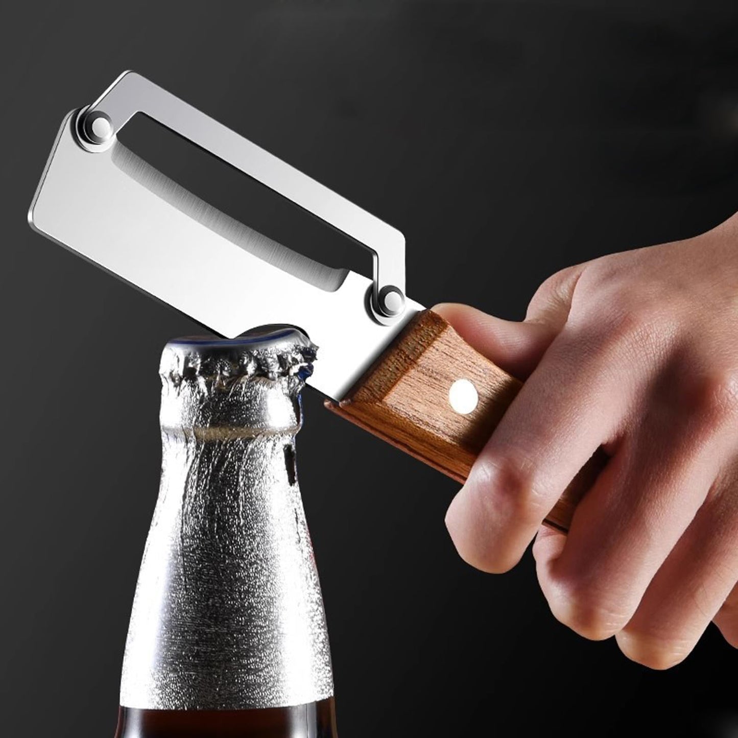 Multifunktionaler Gemüseschäler für die Küche, 2 in 1 Obst- und Gemüseschäler mit Flaschenöffner, Edelstahl Kartoffelschäler mit Holzgriff, Universal-Sparschäler für Äpfel, Kürbisse und Papayas