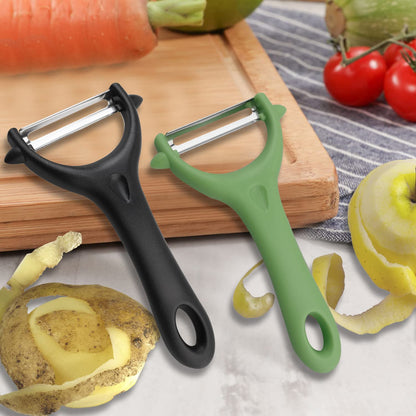 Yoosso 2 Stück Sparschäler, 14,5×7,5cm Schäler Gemüse Universalschäler Edelstahl Kartoffelschäler Spargelschäler für Gemüse Obst(Schwarz&Grün)