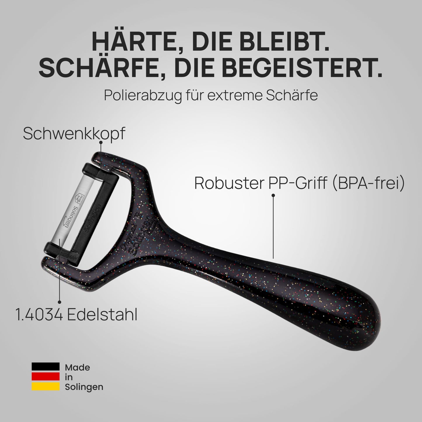 Schwertkrone® Sparschäler 2er Set [MADE IN SOLINGEN - GERMANY] - Kartoffelschäler Gemüseschäler - Spargelschäler Peeler - Schälmesser Gurkenschäler - Rechts- und Linkshand