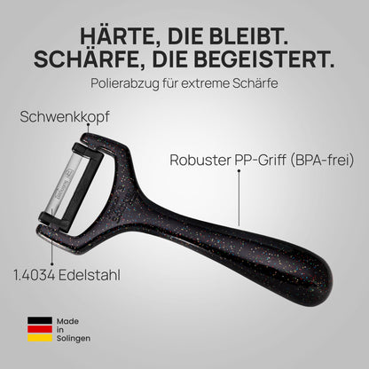 Schwertkrone® Sparschäler 2er Set [MADE IN SOLINGEN - GERMANY] - Kartoffelschäler Gemüseschäler - Spargelschäler Peeler - Schälmesser Gurkenschäler - Rechts- und Linkshand