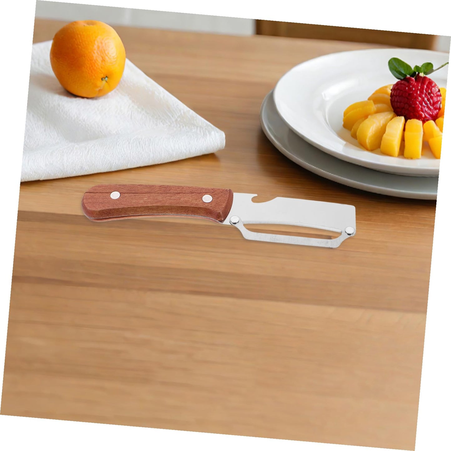 EPIGEIST 2 Stück 2 Stück-Pack Multifunktionaler Küchen Schäler mit Holzgriff Gemüseschäler und Flaschenöffner für Obst Gemüse und Picknick Langlebiges Schälwerkzeug